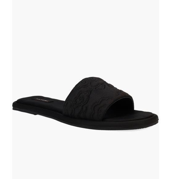 NEW Natori Radial Slide Sandals All Black Textured Strap Women's Size 8 - Picture 2 of 13